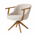 Chaise pivotante en bois et tissu beige