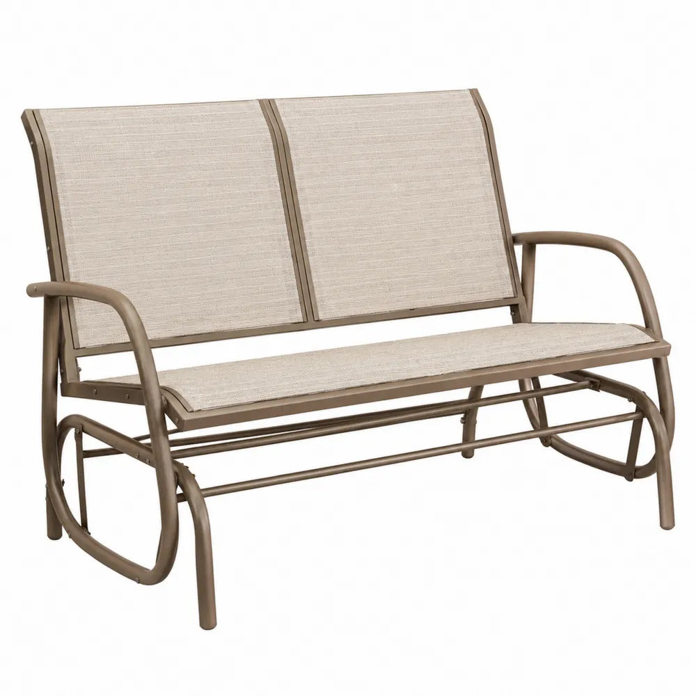 Banc à bascule d'extérieur en métal beige 2 places