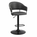 Chaise de bar réglable en cuir synthétique noir avec base en métal