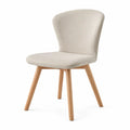Chaise en tissu beige avec pieds en bois