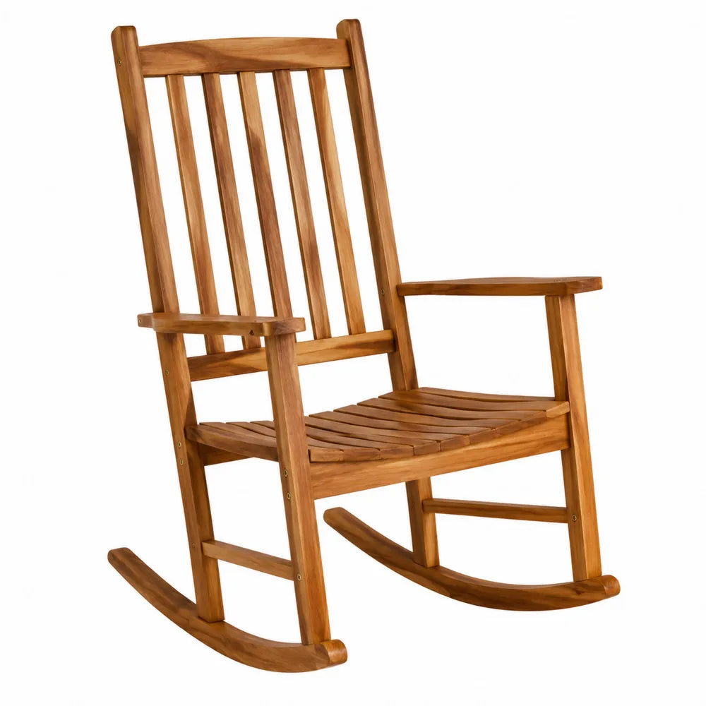 Chaise à bascule en bois de teck massif
