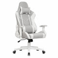 Chaise de jeu ergonomique en tissu polyester gris et blanc