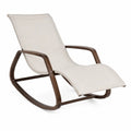 Chaise à bascule en bois et toile beige
