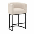 Tabouret en tissu beige avec structure en métal noir 75cm