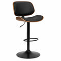 Tabouret de bar en métal avec siège en cuir PU noir