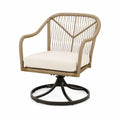 Chaise rotative d'extérieur en corde avec coussin beige