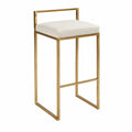 Tabouret de bar en métal avec assise en tissu beige