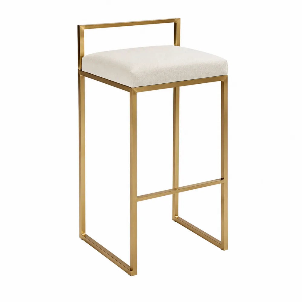 Tabouret de bar en métal avec assise en tissu beige