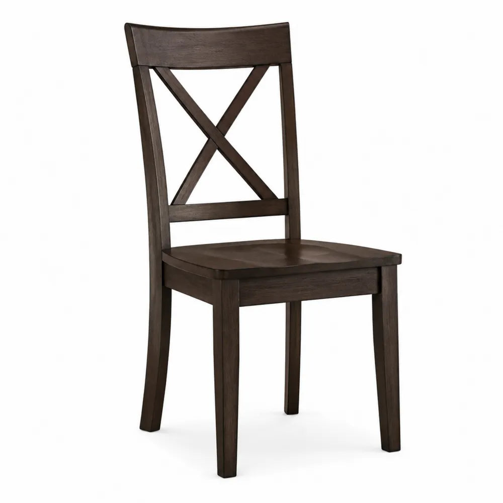 Chaise en bois brun avec dossier croisé