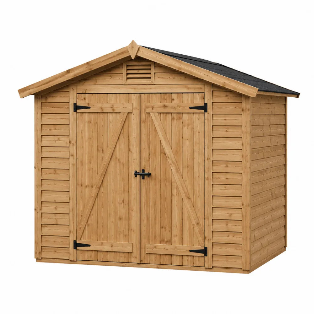 Abri de jardin en bois naturel avec toit en pente 200x150x210 cm