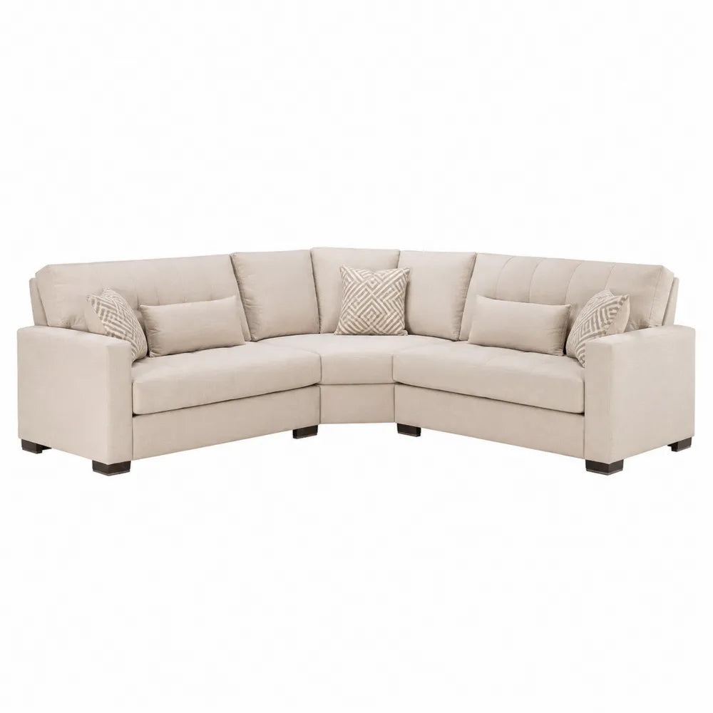 Canapé d'angle modulaire en tissu polyester beige