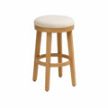 Tabouret de bar en bois et tissu beige, hauteur 75 cm