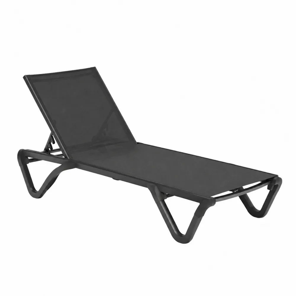 Chaise longue en aluminium et textilène noir avec dossier réglable