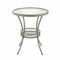 Table en verre trempé et acier vert pour extérieur, 60 cm