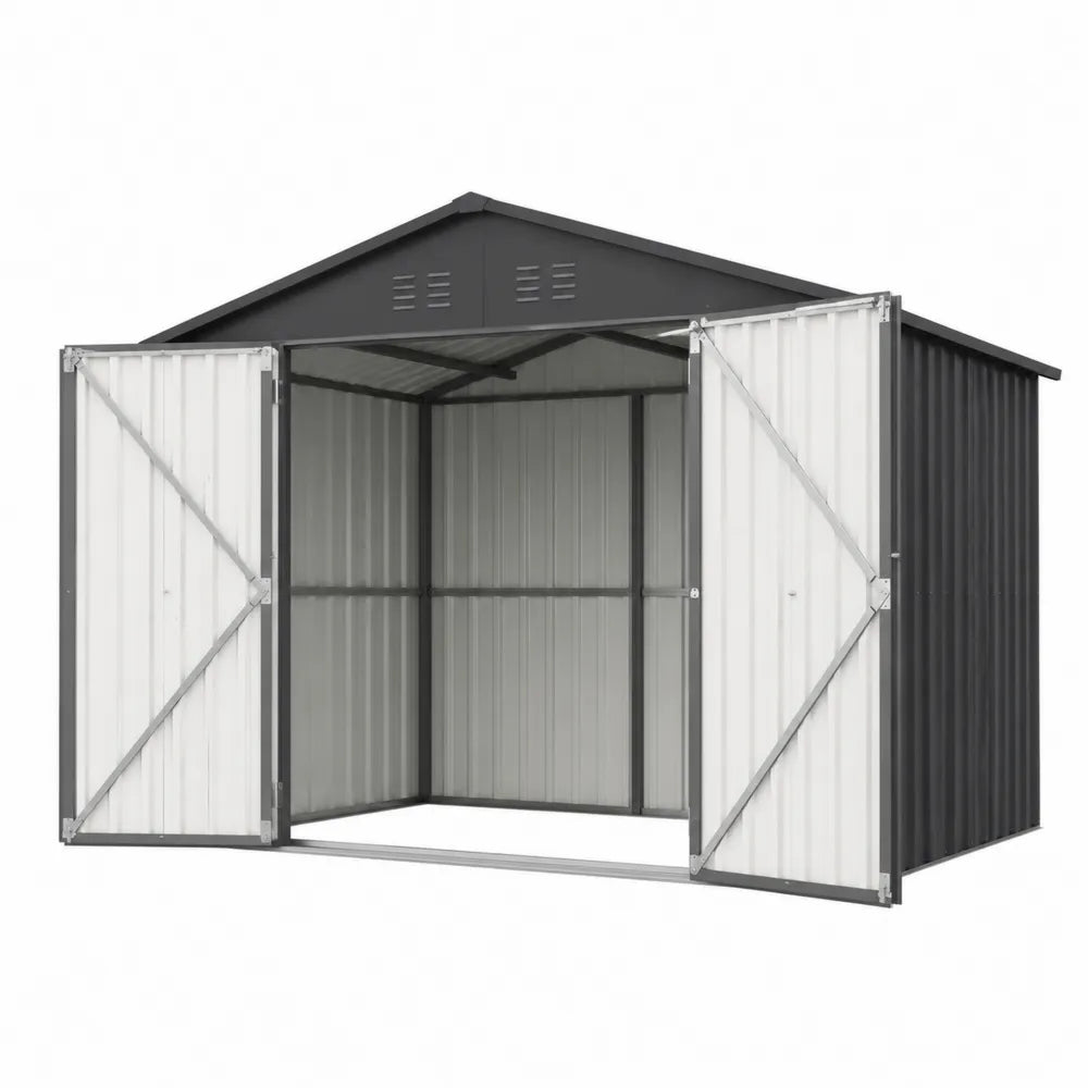 Abri de jardin en métal gris 3m x 2m
