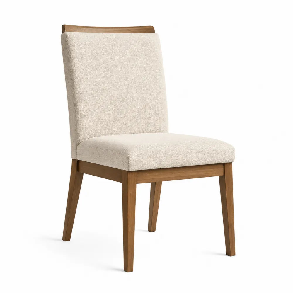 Chaise de salle à manger en bois et tissu beige