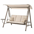 Balancelle de Jardin en Métal avec Coussins en Polyester Beige