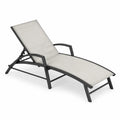 Chaise Longue Extérieure Aluminium et Textilène Beige