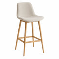 Tabouret de bar en tissu beige et bois d'hévéa 105 cm